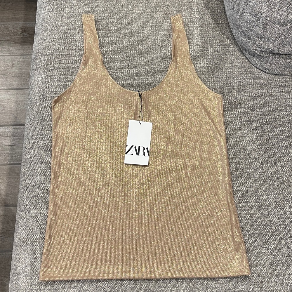 Zara Shimmering Gold Tank Top